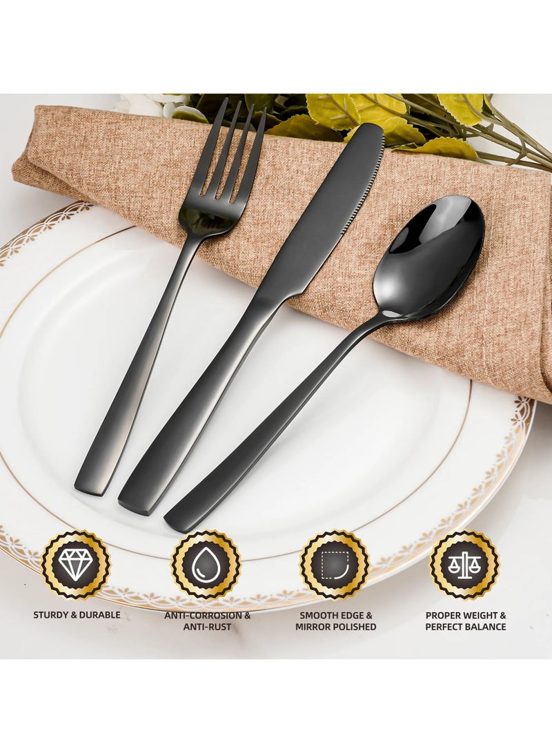 Bold Black Cutlery Set for Modern Kitchen