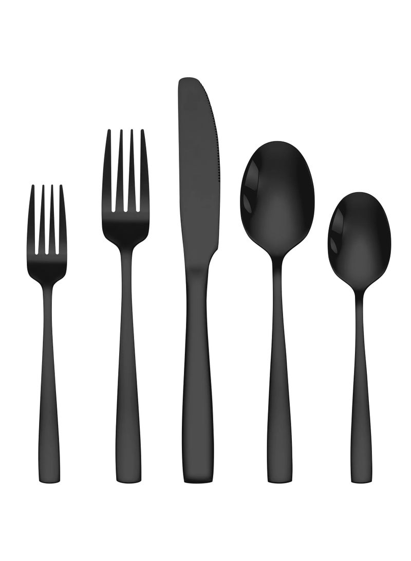 Bold Black Cutlery Set for Modern Kitchen