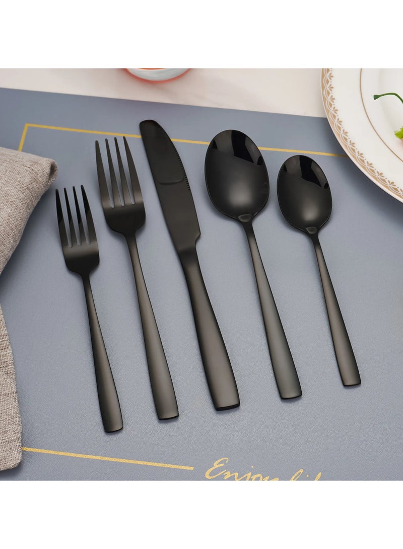 Bold Black Cutlery Set for Modern Kitchen