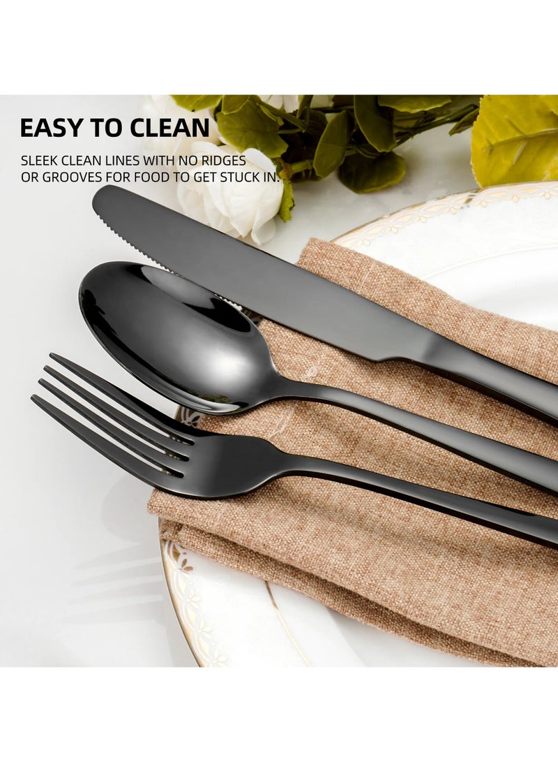 Bold Black Cutlery Set for Modern Kitchen