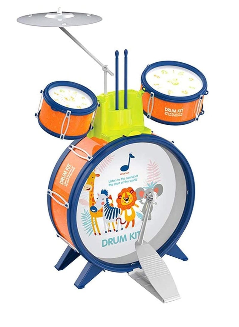 UKR Kids Drum Kit – Toddler Jazz Drum Musical Educational Learning Toy (Orange) – Fun Introduction to Music for Young Musicians