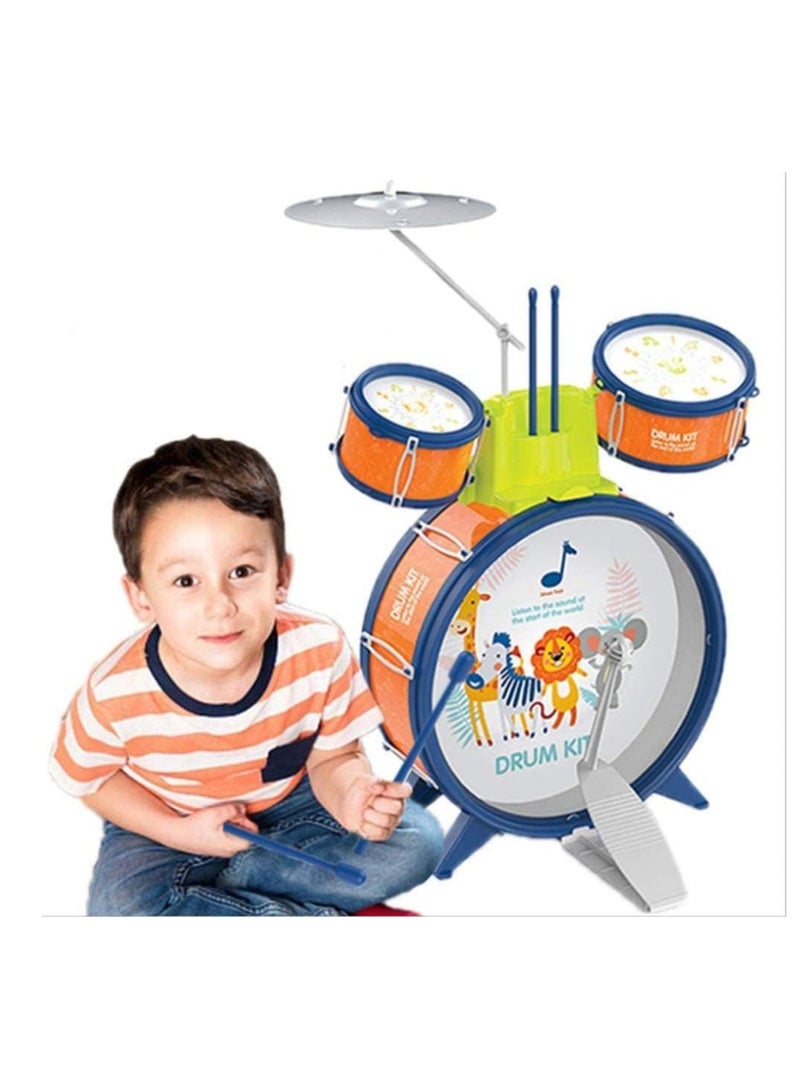 UKR Kids Drum Kit – Toddler Jazz Drum Musical Educational Learning Toy (Orange) – Fun Introduction to Music for Young Musicians