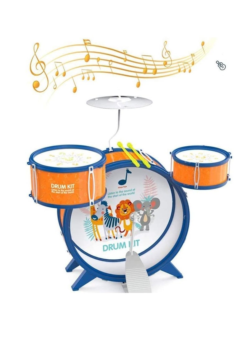 UKR Kids Drum Kit – Toddler Jazz Drum Musical Educational Learning Toy (Orange) – Fun Introduction to Music for Young Musicians