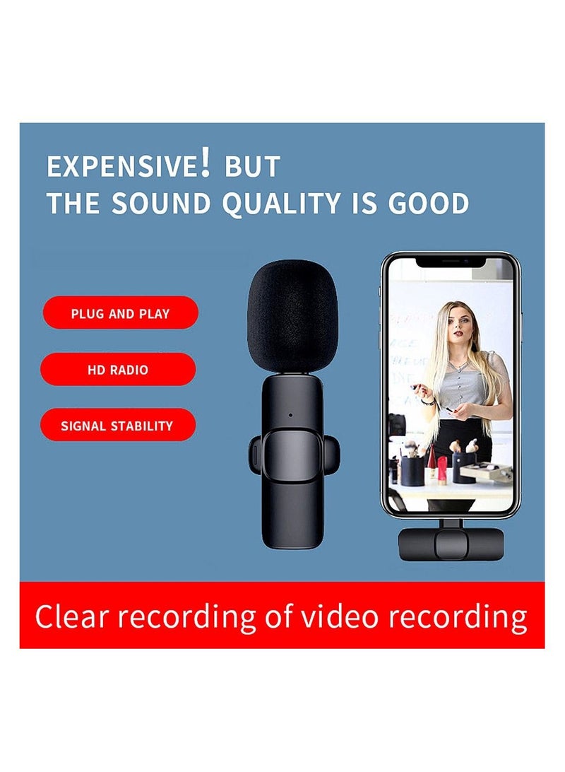 Wireless Microphone For iPhone Plug And Play Lavalier Microphone With Noise Reduction