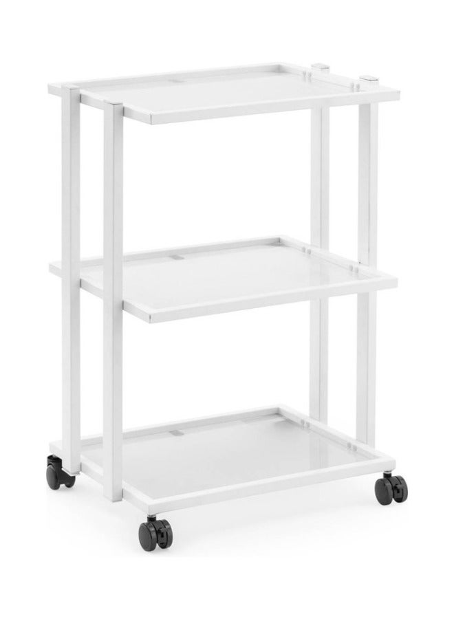 Globalstar Multi-Functional Salon Tool Storage Trolley - White Glass 3 Shelves for Hairdressing