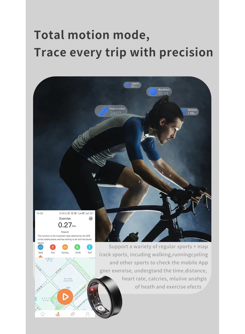 Smart Health Ring for Heart Rate Blood Oxygen Sleep Monitoring all Weather Motion Calculation 24-hour Health Monitoring Protect Your Health Sub-Silver No.18