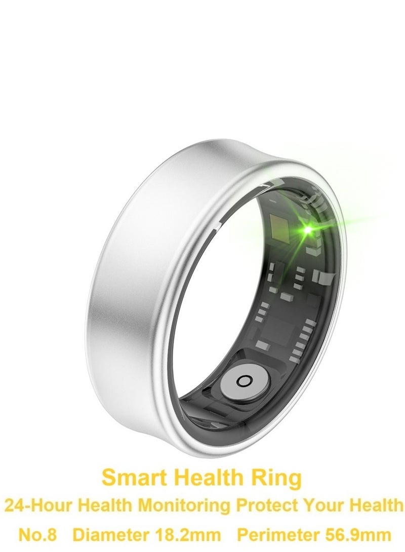 Smart Health Ring for Heart Rate Blood Oxygen Sleep Monitoring all Weather Motion Calculation 24-hour Health Monitoring Protect Your Health Sub-Silver No.18