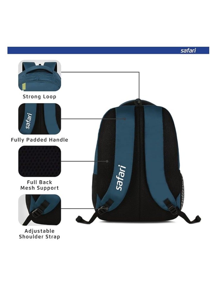 Safari Quill Laptop Backpack 26 Ltrs Water Resistant Fabric - Blue, L