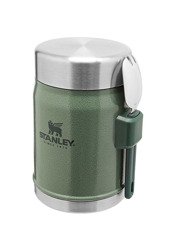 Stanley Classic Legendary Food Jar 0.4L / 14 OZ Hammertone Green with spork â€“ BPA FREE Stainless Steel Food Thermos | Keeps Cold or Hot for 7 Hours | Leakproof | Lifetime Warranty | Dishwasher safe