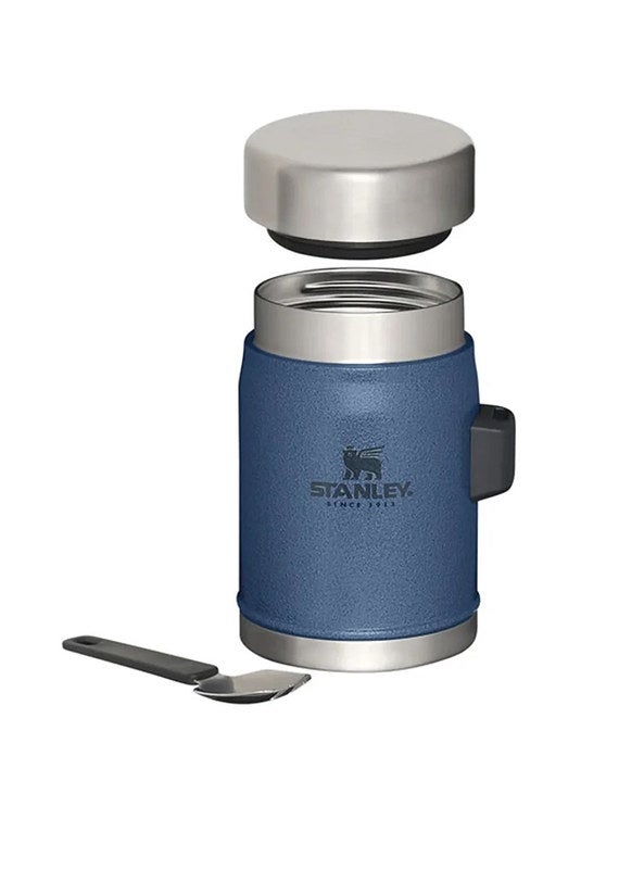 Stanley Classic Legendary Food Jar 0.4L / 14 OZ Hammertone Lake with spork â€“ BPA FREE Stainless Steel Food Thermos | Keeps Cold or Hot for 7 Hours | Leakproof | Lifetime Warranty | Dishwasher safe