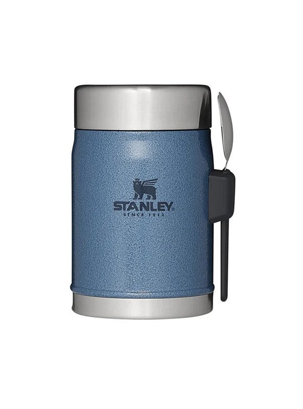 Stanley Classic Legendary Food Jar 0.4L / 14 OZ Hammertone Lake with spork â€“ BPA FREE Stainless Steel Food Thermos | Keeps Cold or Hot for 7 Hours | Leakproof | Lifetime Warranty | Dishwasher safe