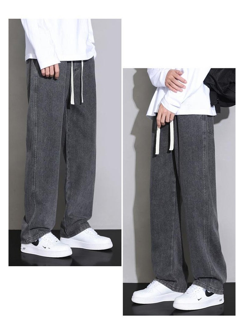 Fashionable Men's Loose Straight Leg Jeans, Wide Leg Casual Pants