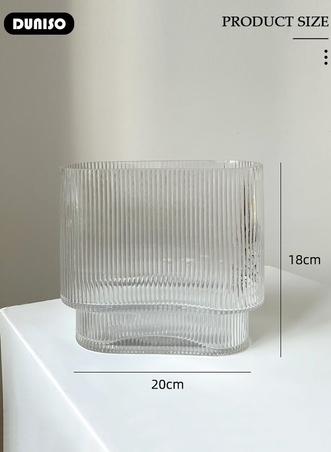 Creative Clear Glass Vase Craft Aesthetic Decorative Small Flower Vase Hydroponic Plant Desktop Ornament Modern Irregularity Vase for Flowers Rose Home and Office