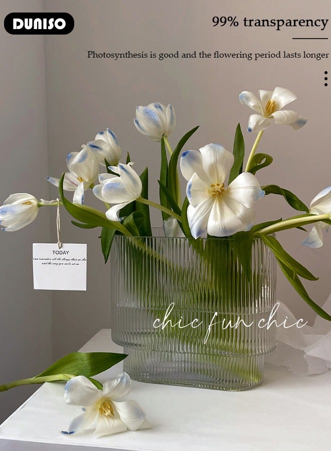Creative Clear Glass Vase Craft Aesthetic Decorative Small Flower Vase Hydroponic Plant Desktop Ornament Modern Irregularity Vase for Flowers Rose Home and Office