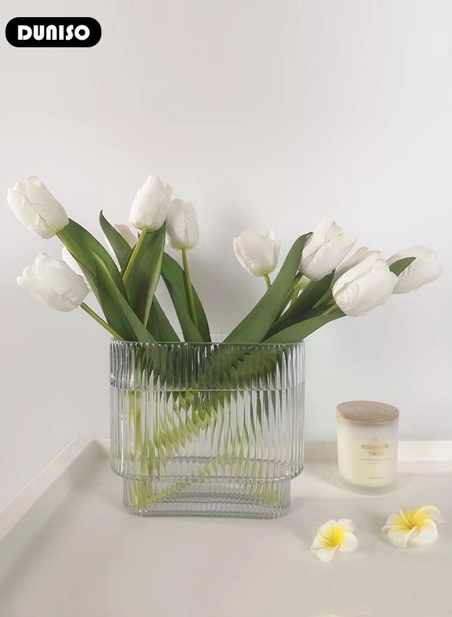 Creative Clear Glass Vase Craft Aesthetic Decorative Small Flower Vase Hydroponic Plant Desktop Ornament Modern Irregularity Vase for Flowers Rose Home and Office