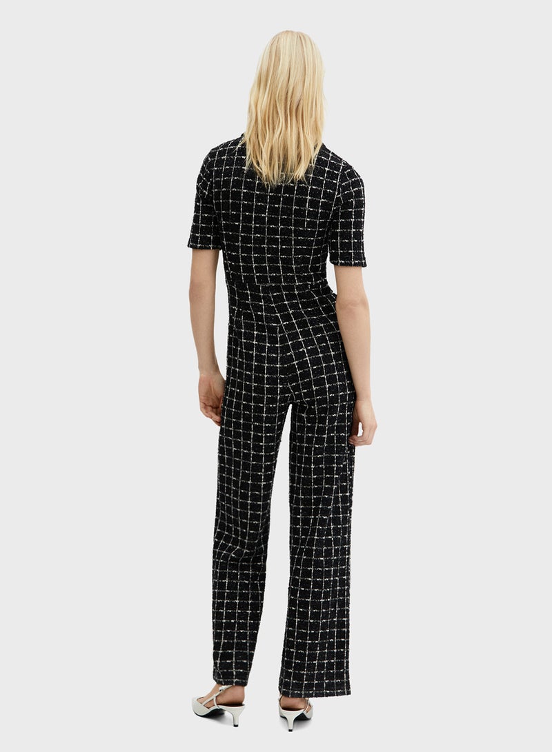 Short-Sleeved Tweed Jumpsuit