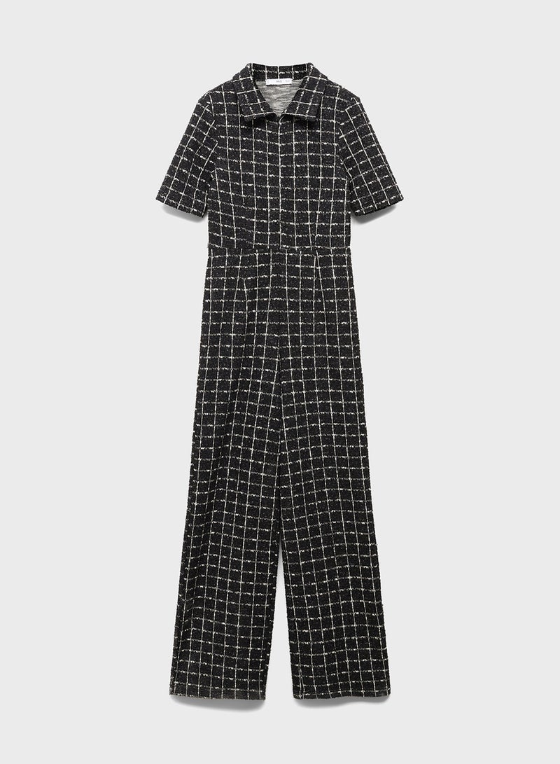 Short-Sleeved Tweed Jumpsuit