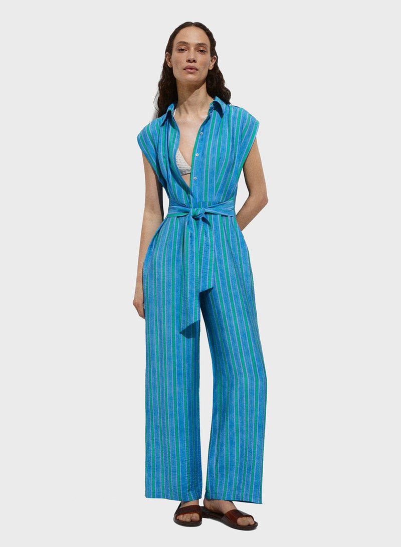 Bow Shirt Jumpsuit