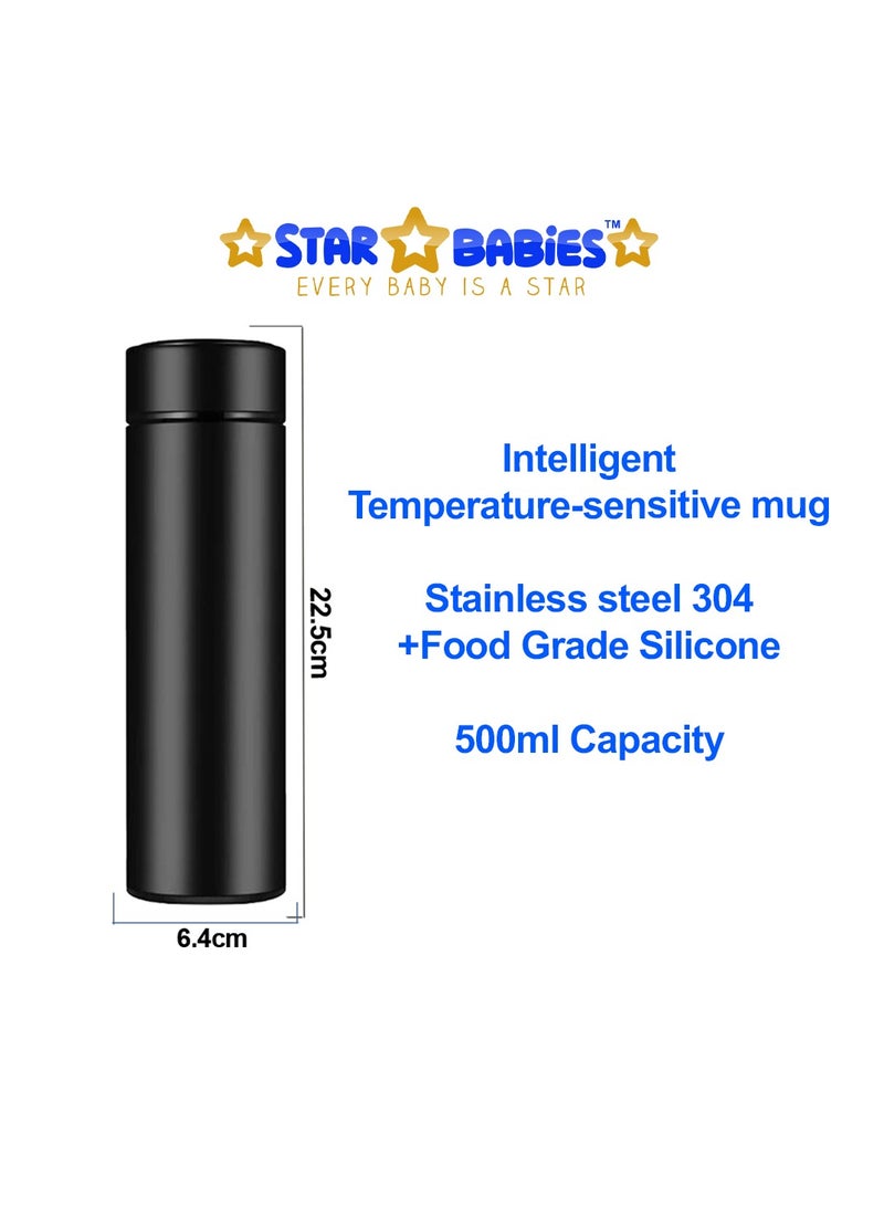 Star Babies Insulated Stainless Steel Vaccum Cup Water Bottle 6 - 12 hours hot and cold Water Bottle 500ml - Black