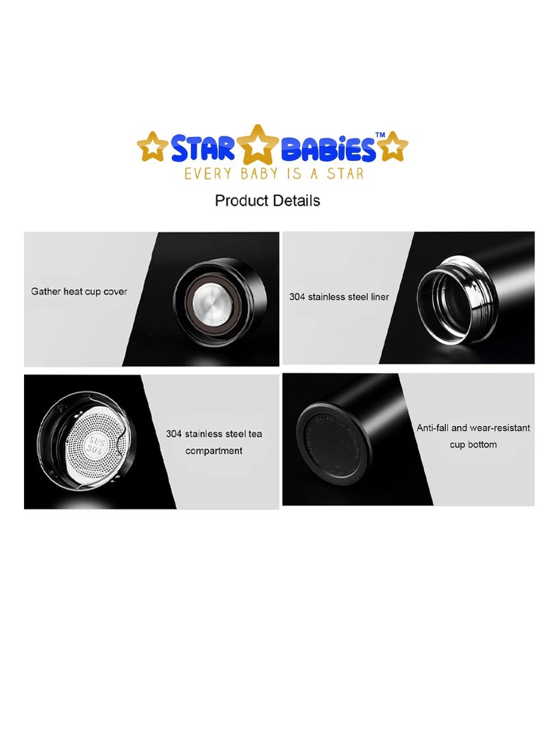 Star Babies Insulated Stainless Steel Vaccum Cup Water Bottle 6 - 12 hours hot and cold Water Bottle 500ml - Black