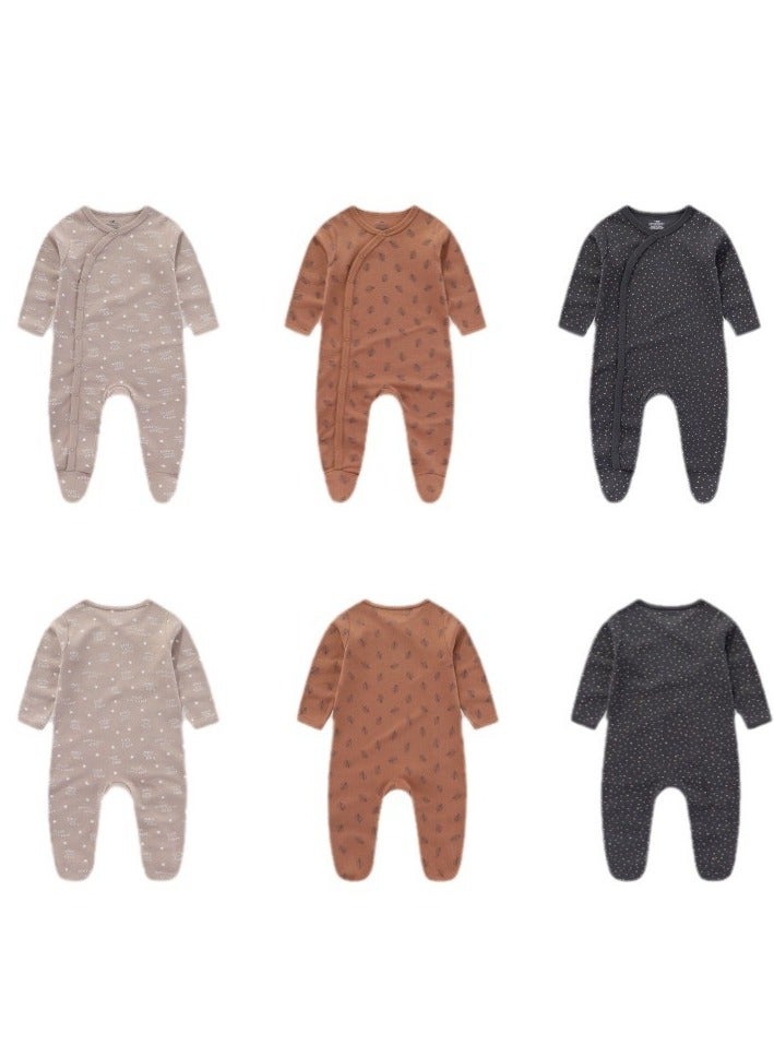 Infant And Toddler Pure Cotton One-Piece Long-Sleeved Crawling Suit 3-Piece Set