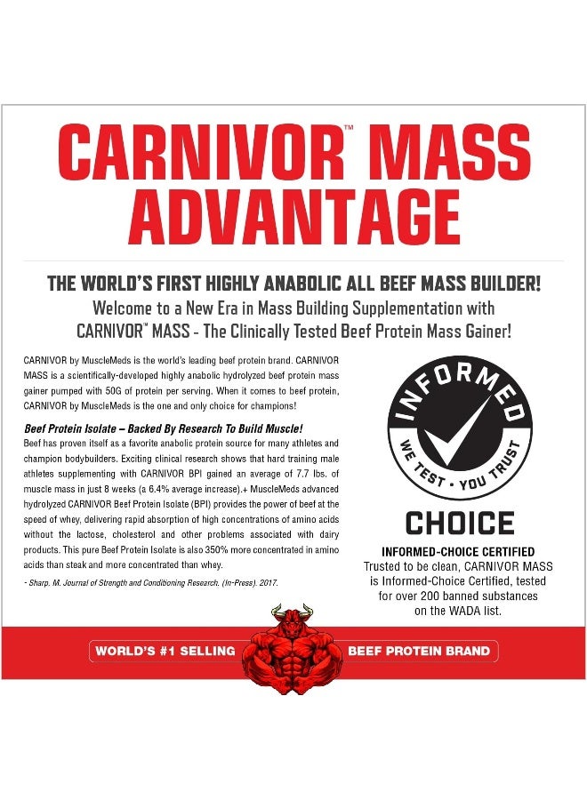 Carnivor Mass Anabolic Beef Protein Gainer Chocolate Peanut Butter 6 Pounds