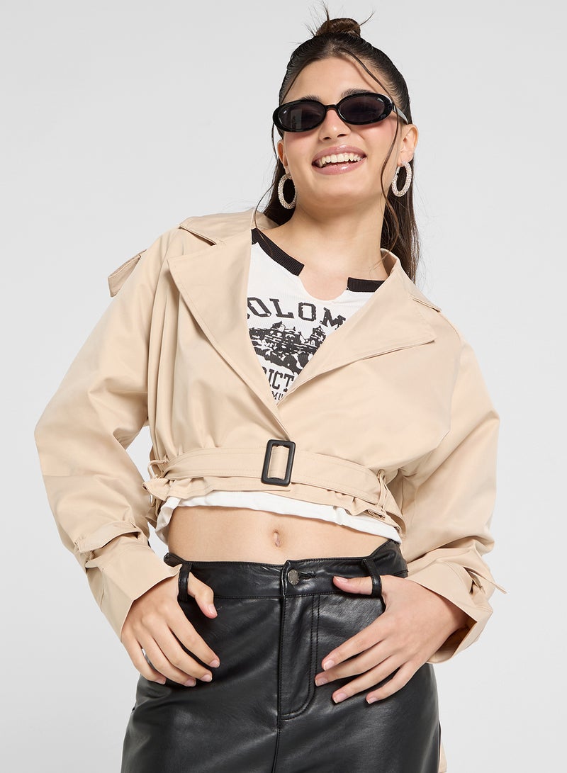 Cropped Trench Style Jacket