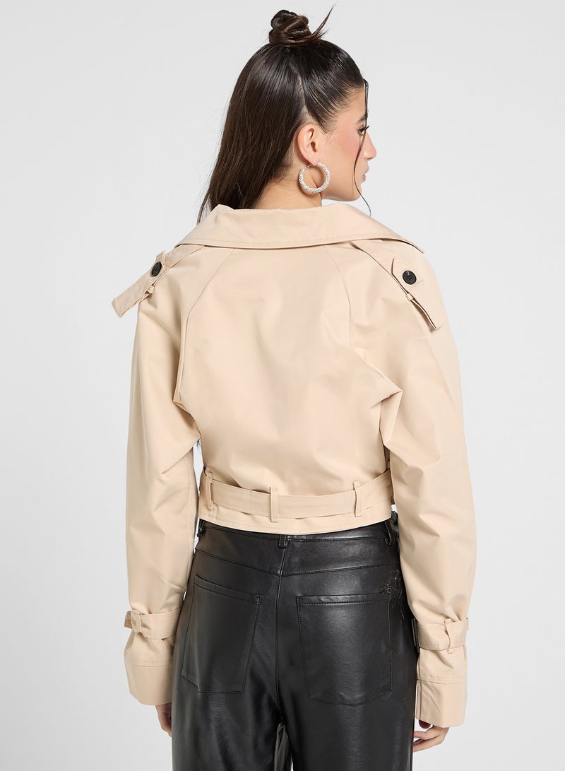 Cropped Trench Style Jacket