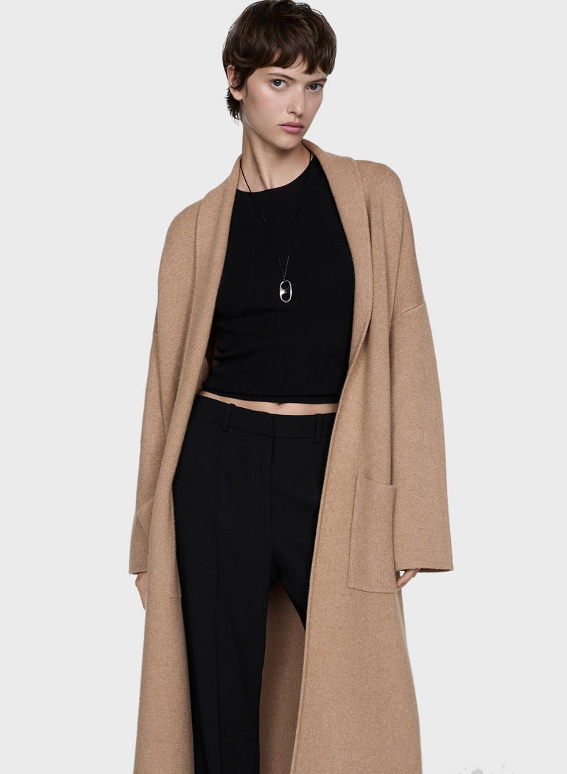 Oversized Knitted Coat With Pockets