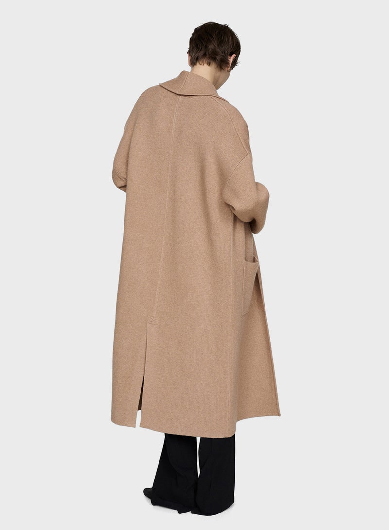 Oversized Knitted Coat With Pockets