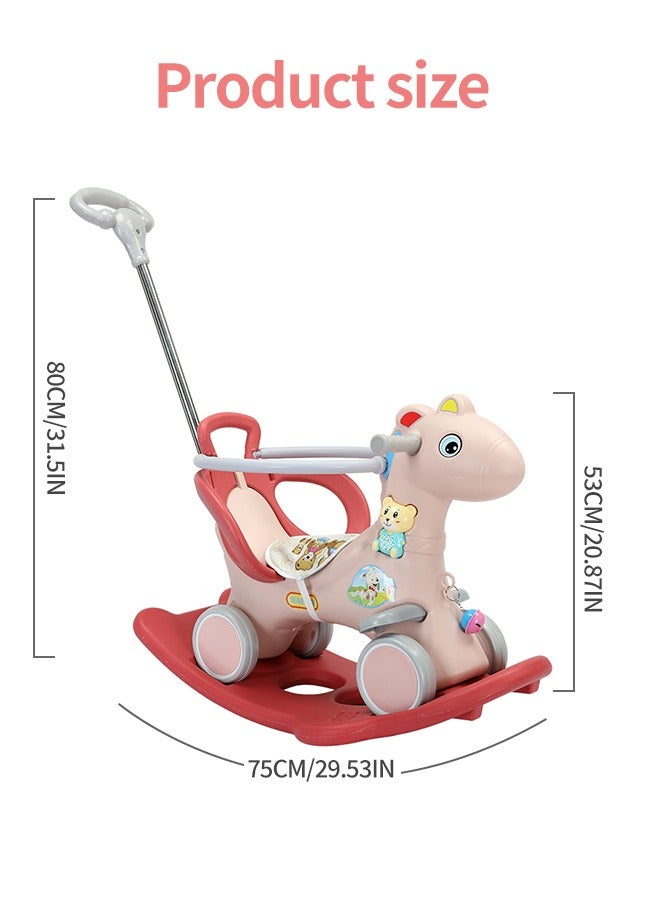 Rocking Horse for Toddlers Kids Ride On Toy Balance Bike Push Cart with Detachable Balance Board