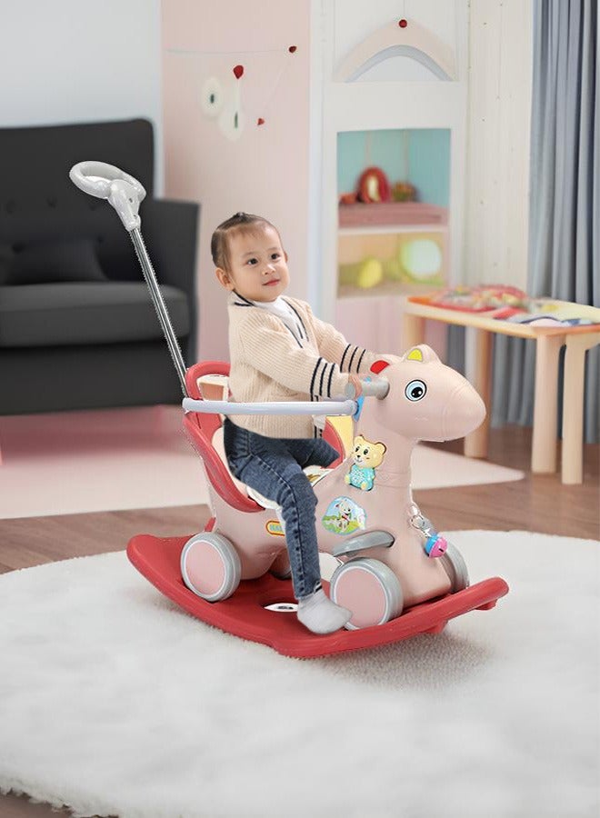 Rocking Horse for Toddlers Kids Ride On Toy Balance Bike Push Cart with Detachable Balance Board