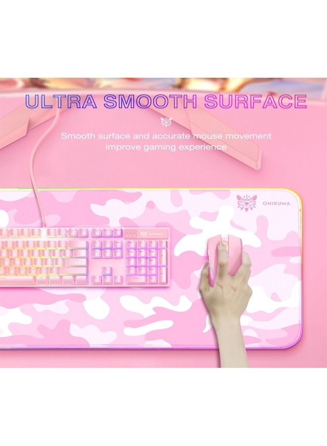 Onikuma MP005 Gaming Keyboard with Mouse Pad with RGB light Pink