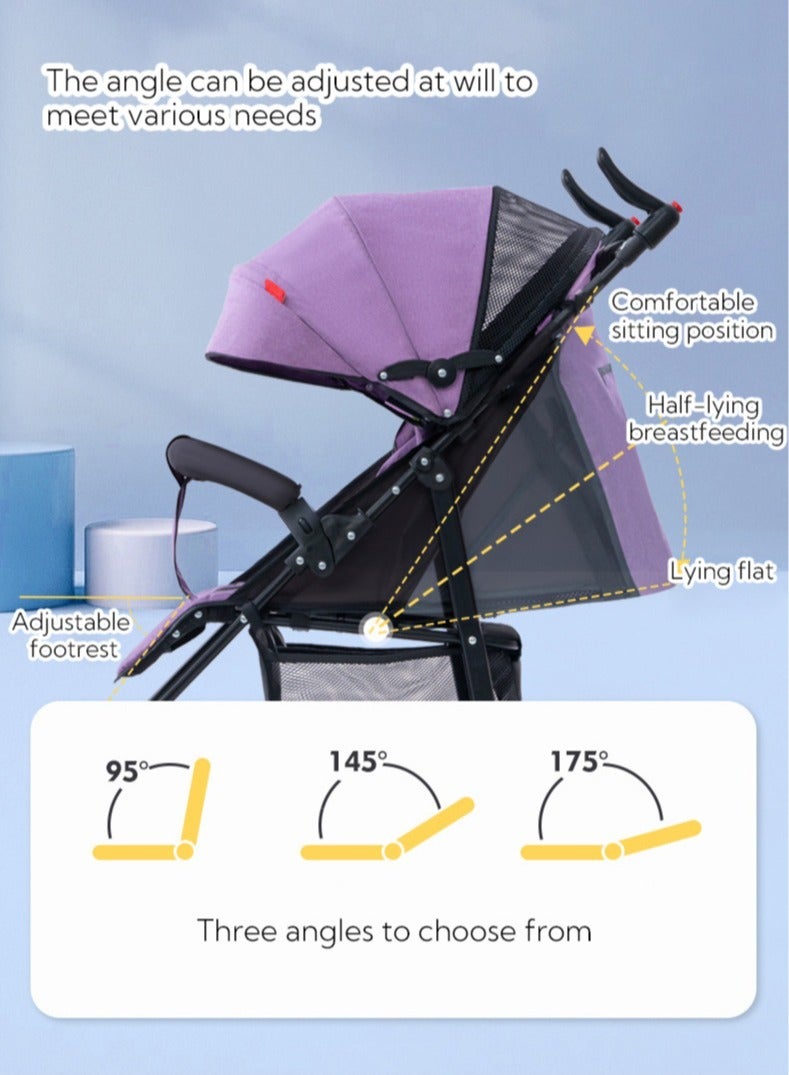 Adjustable Baby Single Stroller With Storage Basket Easy To Fold and Compact Design