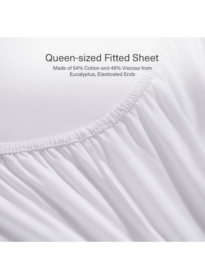 Conscious Eucacel Fitted Sheet 160X200+33Cm - Bright White