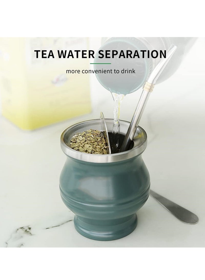 Green Yerba Mate Cup Set 180ml Modern Design Includes Mate Bombilla Straws Shaper and Cleaning Brush Suitable for Tea Lovers