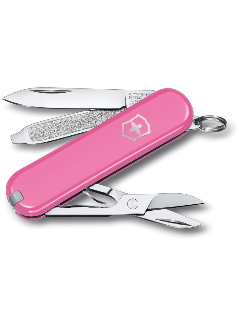 Swiss Army Knife - Fresh. Stylish. Colorful Swiss Classics - 7 Function, Multi-utility Tool With a Pair of Scissors - Cherry Blossom, 58 Mm, Pink