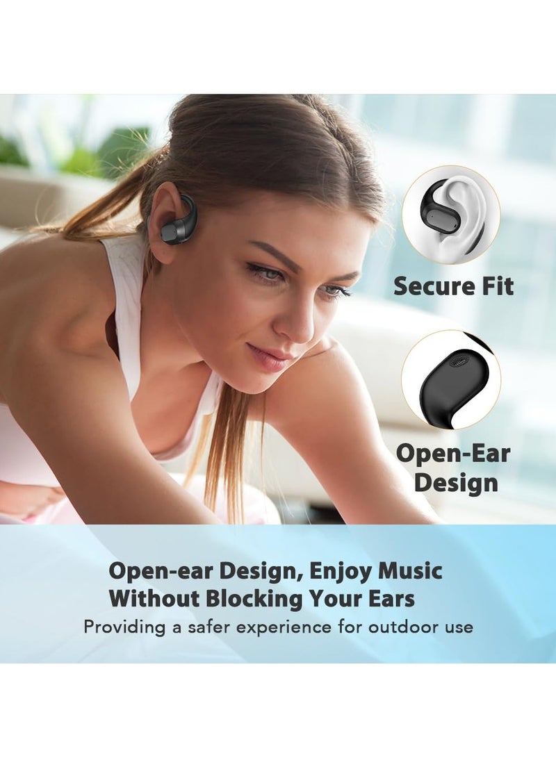 Open Ear Headphones Bluetooth 5.4 Earphones Air Conduction True Wireless Earphones, 14.2mm Big Drivers, Ultra-Light Sport Earbuds with Earhooks,Compatible with iPhone And Android