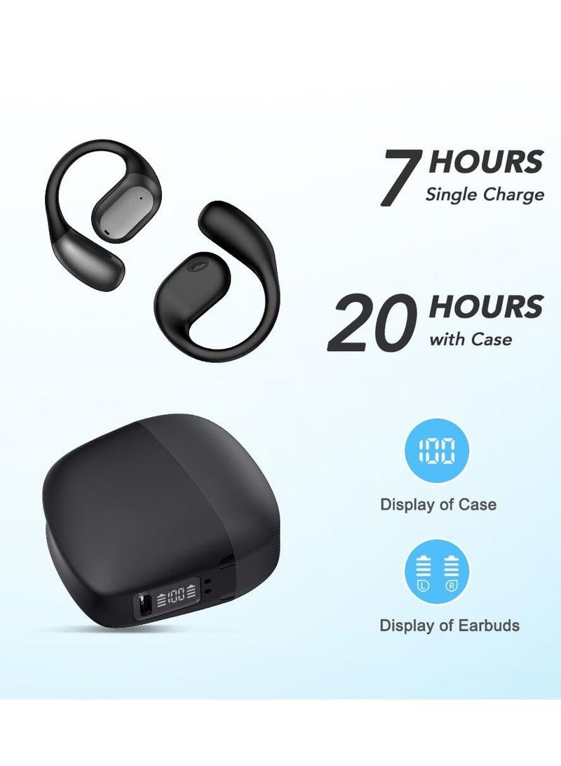 Open Ear Headphones Bluetooth 5.4 Earphones Air Conduction True Wireless Earphones, 14.2mm Big Drivers, Ultra-Light Sport Earbuds with Earhooks,Compatible with iPhone And Android