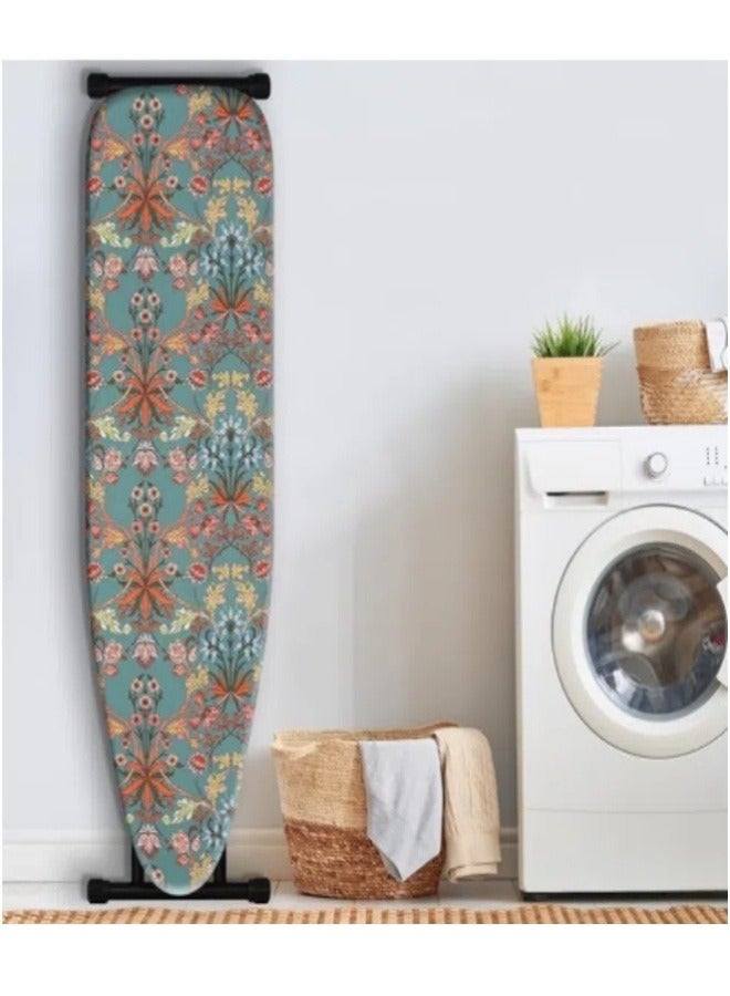 Easy Installation 57.8''x18.9'' Ironing Board Cover - Elastic Edge, Applicable Standard Size Iron Board Cover, Stain Resistant, Setup for Effortless Ironing Experience--Green flower