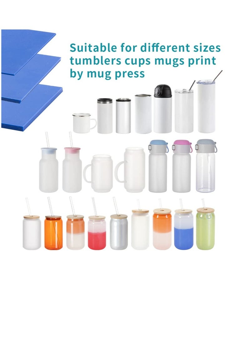 3 Pcs Silicone Mug wrap Wrap Sleeve, Sublimation Tumblers Wrap for Cricut Mug Press, Suitable for Mug Cup Press Machine Tumbler Heat Press Attachment (Blue, 9.8x4.8