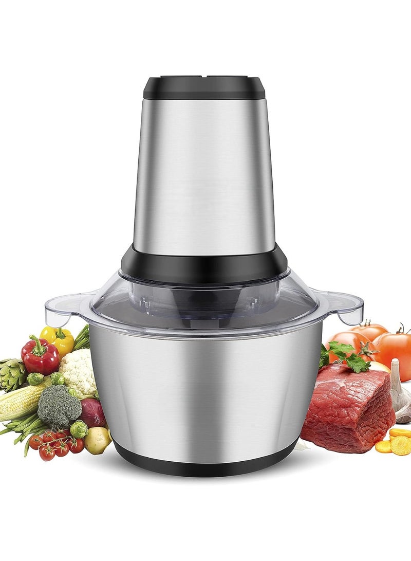 Meat Grinder Electric Capacity Cups Food Processor with Stainless Steel Bowl and Large Sharp Blades Food Chopper Electric Rotating Speed Levels with Spatula for Meat Vegetables Fruits Nuts