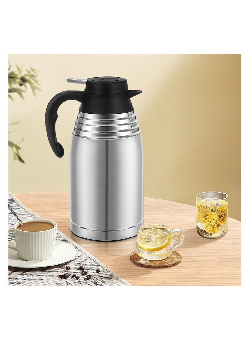 68oz Thermal Coffee Carafe, 12 Hours Hot Beverage Dispenser, Stainless Steel Insulated Vacuum Thermos Coffee Carafes For Keeping Hot/Cold, Travel Size Coffee Carafe Airpot, Tea, Water