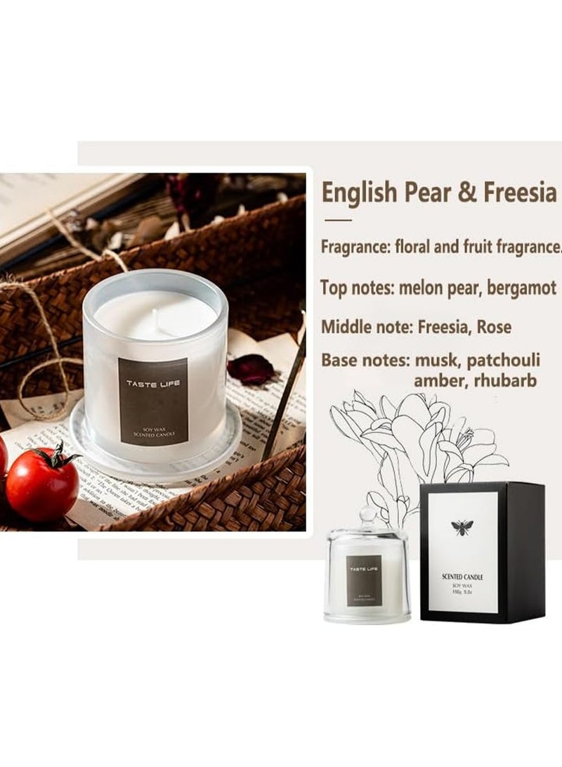 Aromatherapy Candle Plant Soy Wax Home Gift SPA Bath Yoga Creative Decoration Arrangement (English Pear and Freesia)