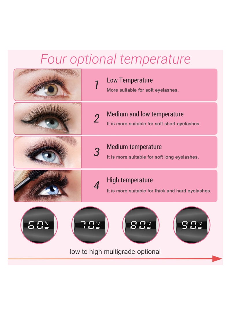 Premium Heated Eyelash Curlers, Eyelash Curler Heated Lash Curler for Women Natural Eye Lash Curler Makeup Tool, 4 Temperature Adjustable & USB Rechargeable, 24 Hours Long Lasting (White)