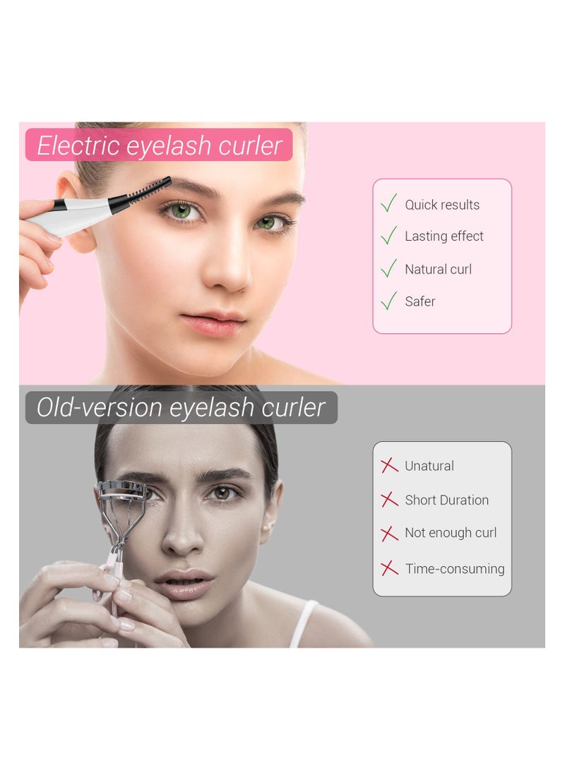 Premium Heated Eyelash Curlers, Eyelash Curler Heated Lash Curler for Women Natural Eye Lash Curler Makeup Tool, 4 Temperature Adjustable & USB Rechargeable, 24 Hours Long Lasting (White)