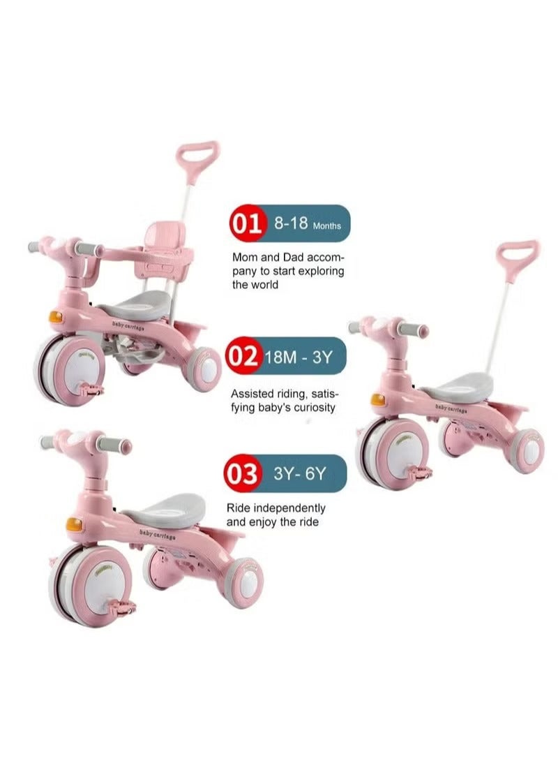 Children Bike, Kids Tricycle with Guardrail, Toddler 3 Wheel Stroller for Boys and Girls Ages 1-6 Years