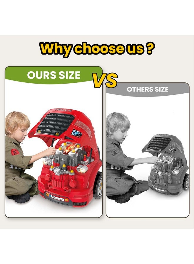 Large Truck Engine Toy, Kids Mechanic Repair Set For 3 5 Yr Toddlers, Big Builder Kit, Take Apart Motor Vehicle Pretent Play Car Service Station, Gifts 4 6 7 8 Year Old Boy Child