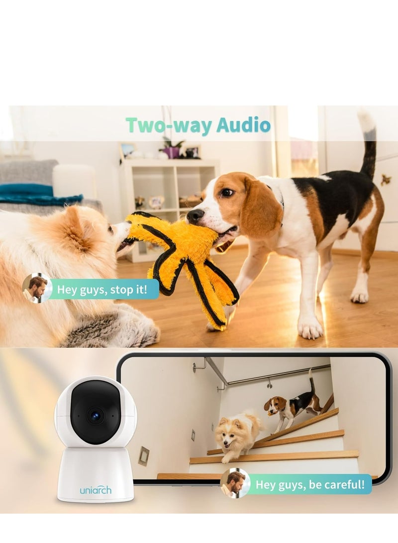 Uniarch 2k Indoor Security Camera, Smart Home WiFi Indoor Camera, 3 MP Indoor PT Camera with realtime 2-way audio, Night Vision, Auto Tracking, Alarm Siren, Human Body Detection, 33ft Smart IR