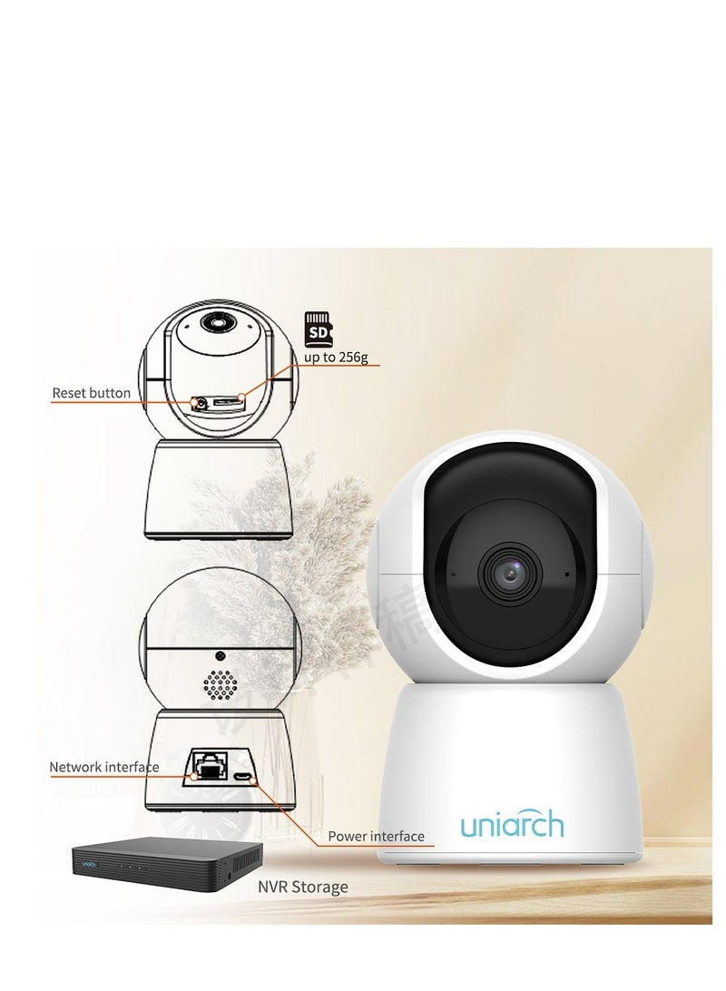 Uniarch 2k Indoor Security Camera, Smart Home WiFi Indoor Camera, 3 MP Indoor PT Camera with realtime 2-way audio, Night Vision, Auto Tracking, Alarm Siren, Human Body Detection, 33ft Smart IR